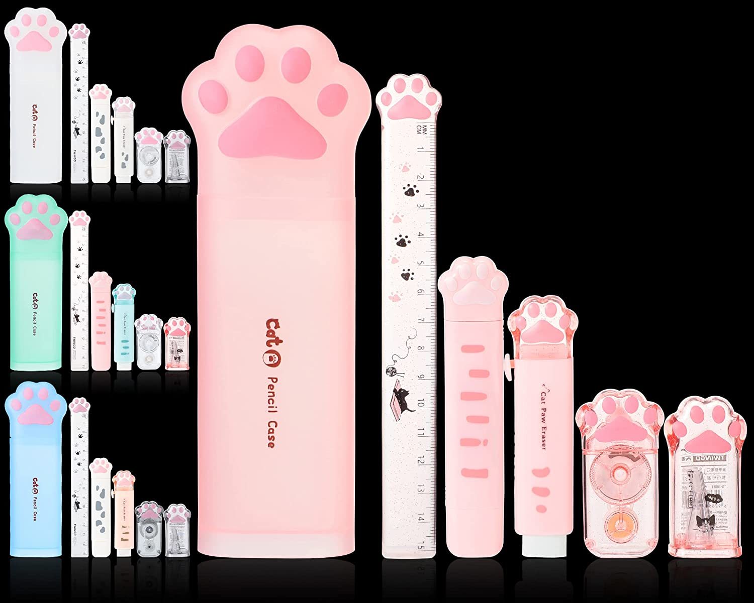 Primary image for Kawaii School Supplies For Girls Kids Cat Lover 24 Pcs. Cat Paw Stationery Set
