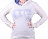 Bench Womens Brooklyn Cream Pullover Blue Lined Hooded Shirt Hoodie - £35.95 GBP