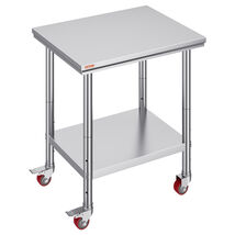 VEVOR Stainless Steel Work Table 30 x 24 x 33 in, 700 lbs Load with 4 Wh... - $80.90