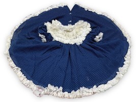 Vtg Bryan Full Circle Baby Dress USA Made Navy Polka Dot White Ruffles Sz 12 Mo - £17.40 GBP