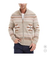 Frye Mens Cardigan Tan Multicolor Sweater Southwestern Geometric Full-Zip - $1,104.81 MXN
