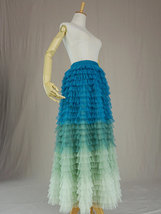 GREEN BLUE Tiered Tulle Skirt Women Custom Plus Size Long Tulle Skirt image 10