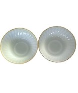 Two (2) Vintage Fire King ~ WHITE SWIRL ~ 8.5&quot; Serving Bowls ~ Gold Rim (1) - $46.75