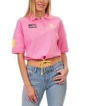 MSRP $44 U.S. Polo Assn. Pink Cabana Tie-Front Crop Polo Pink Size Medium - $19.95