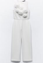 Zara Bnwt 2024. White Crepe Jumpsuit Floral Ruffled. 1971/802 - £79.93 GBP
