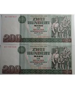 Germania 2X200 Segno Banconote DDR 1985 UNC Condizioni in Consecutivo Or... - $76.18 CAD