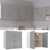 Modern Wood Concrete Grey 2 Door Wall Mounted Hanging Kitchen Storage Cabinet - £58.71 GBP