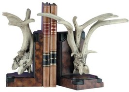 Bookends Bookend MOUNTAIN Lodge Antler Ivory Chocolate Brown Resin Hand-Cast - £310.94 GBP