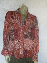 Lucky Brand Women&#39;s Sheer Long Sleeve Button Blouse Paisley Shirt Sz. M - £15.38 GBP