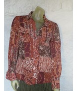 Lucky Brand Women&#39;s Sheer Long Sleeve Button Blouse Paisley Shirt Sz. M - £15.38 GBP
