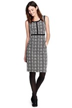 Lands End Women&#39;s Sleeveless Scoopneck Ponte Sheath Dress Black Abstract... - $49.99