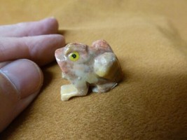 (Y-FRO-4) baby FROG carving TAN gemstone SOAPSTONE love little amphibian... - £6.75 GBP