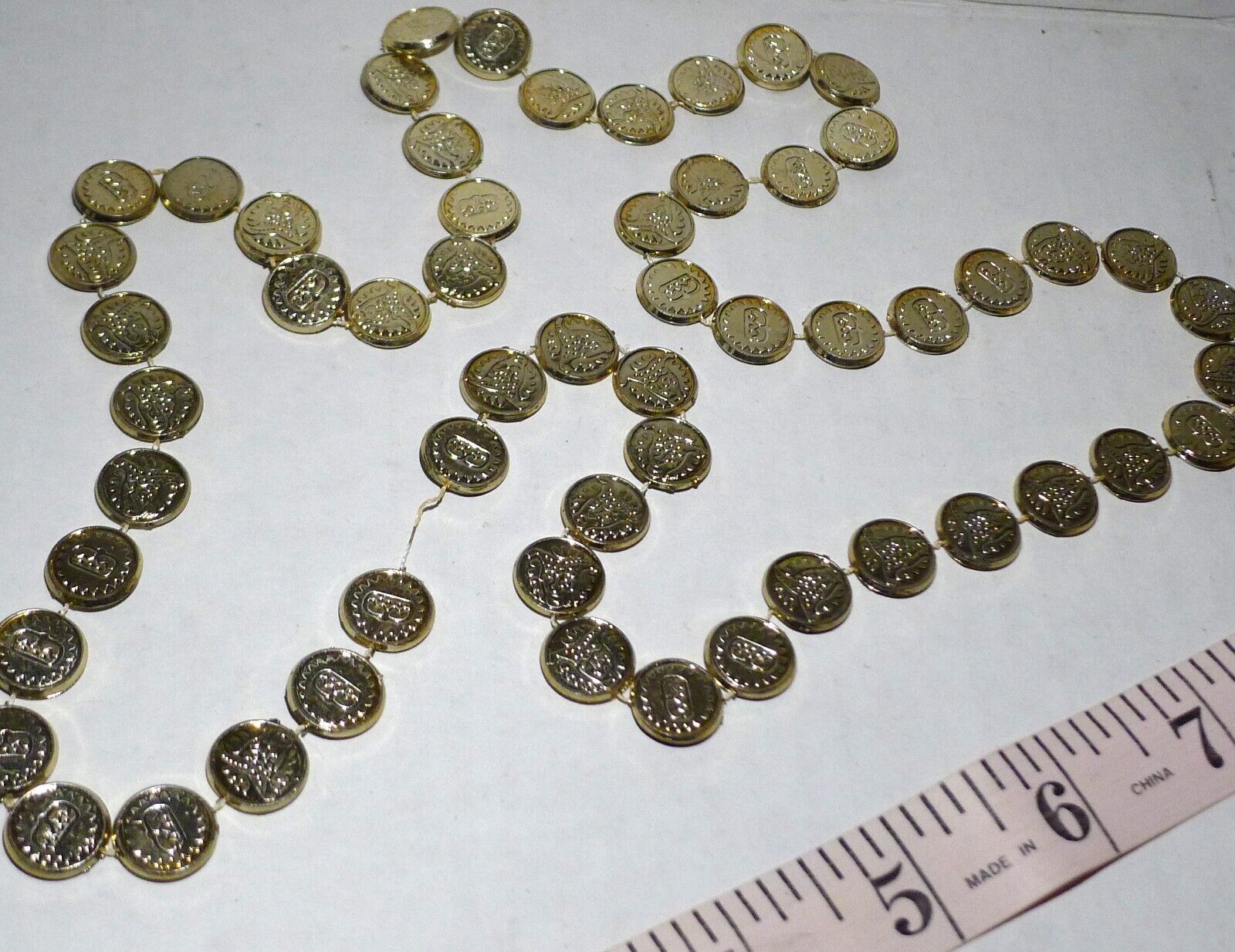 Primary image for Mardi Gras Gold CoinNecklace  Hangs 16" imperfect missing 1