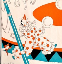 Clown Circus Herlequin 1933 Color Plate Art Print Clarence Biers Jester DWFF15 - £31.46 GBP