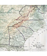 1916 Map South Atlantic States Physical Political Virginia NC SC GA FLA ... - $365.35 MXN