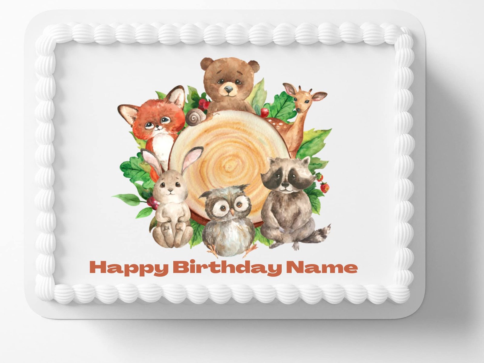 Primary image for Woodland Forest Animals Baby Shower Happy Birthday Edible Cake Topper Edible Cak