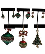 Christmas Earrings Tree Ornament Bow Bauble Holiday Dangle Bundle Lot of... - €14,83 EUR
