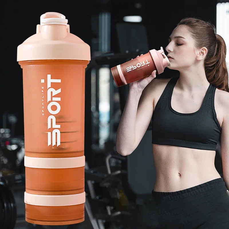 450ML Shaker Bottles 3-layer Sports Water Bottle Protein Shaker For Gym Outdoor  - £18.78 GBP