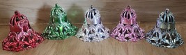 5 Vintage Bradford Plastic Christmas Ornaments Bell Cut Out Mid Century ... - $22.49