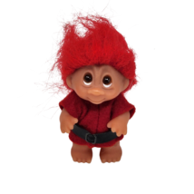 3&quot; Vintage 1985 Dam Norfin Troll Long Red Hair Red + Black Outfit Toy Doll - £26.29 GBP
