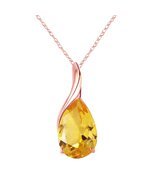 Galaxy Gold GG 14K Solid Rose Gold Natural Citrine Pear Pendant Necklace... - $745.46