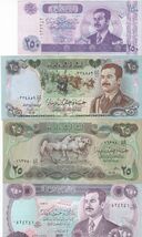 Iraq, (Set of 4) 25, 25, 250, 250, Dinar, All Different Old Issues Bankn... - $13.93