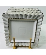 4 Square Side Salad Plate Porcelain Ruffled Edge w/Gold Trim New - $41.53
