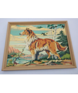 1970s Paint By Numbers Collie Lassie Dog Painting 26x20&quot; MCM ORIGINAL - £59.16 GBP