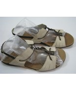 Merrell Micca Silver Lining Sandals Strappy Cream Leather Flats Ankle St... - $39.81 CAD