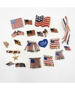 Vintage &amp; Modern Lot of 20 United States Flag Brooch Jewelry Pin - £32.19 GBP