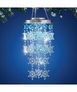 Solar Mobile Winter Snowflake Chandelier Wind Chime Light Hanging Outdoo... - €20,53 EUR