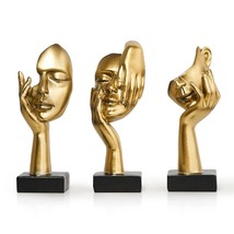 3 Pcs Gold Decor Thinker Statues Sculptures For Shelf Decor, Golden Statues Home - $40.99