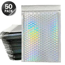 50pcs Bubble Mailer Laser Colorful Envelopes Padded Mailing Poly Mailer for Gift - £115.55 GBP
