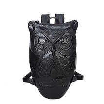 Women Backpack Stylish Cool Black PU Leather Owl Backpack Female Hot Sale Women  - £62.65 GBP