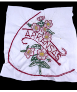 Arkansas Embroidered Quilted Square Frameable Art State Needlepoint Vintage - $22.22