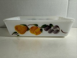 Vintage Anchor Hocking rect. peach blossom 1.5 QT casserole dish made in USA - $14.01