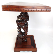 Indian Wood Sculpture Side Table Stand Hindu Yali Elephant Vastu Handmade Old - £1,190.71 GBP