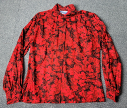 Vintage Pendleton Shirt Women&#39;s Petite 8 Red Floral Blouse Office 90&#39;s E... - £12.38 GBP