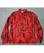 Vintage Pendleton Shirt Women&#39;s Petite 8 Red Floral Blouse Office 90&#39;s E... - $15.72