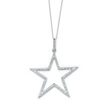 PalmBeach Jewelry 1/10 TCW Diamond Star Necklace Platinum-plated Silver 18 inch - £109.82 GBP