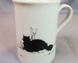 Dipinto A Mano Black Cat Mug Signed G. Rolli Painted by Hand Long Hair - $19.75