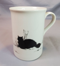 Dipinto A Mano Black Cat Mug Signed G. Rolli Painted by Hand Long Hair - £15.49 GBP