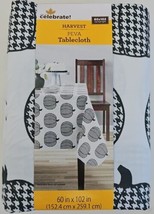 Celebrate Harvest Black &amp; White Pumpkins Vinyl Tablecloth, 60x102 Autumn... - £9.90 GBP