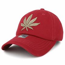 Trendy Apparel Shop Marijuana Weed Leaf 3D Embroidered Cotton Dad Hat - Red - £13.58 GBP