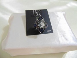 INC International Concepts size 8 Grey Tone Blue Stone Statement Ring N1093 - $15.35