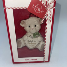 LENOX 2019 Annual BABY&#39;s 1st Christmas TEDDY BEAR First Ornament NEW in BOX - $24.75