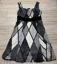 Tribal Size 6 Sleeveless Dress Fit And Flare Geometric Pattern Black Siz... - $14.69