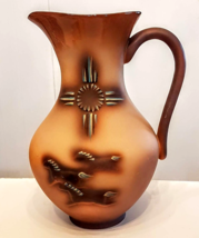 Big Sky Carvers Desert Spirit Collection Ceramic Pitcher Vase 2004 Raised Horses - $49.43