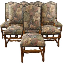 Dining Chairs Sheepbone French Set 8 Light Oak Wood 1930 Green Pink Big Floral - £2,646.22 GBP