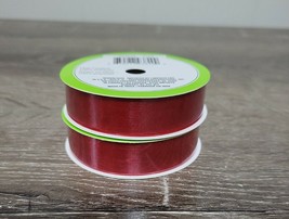 2 Rolls Floral Garden Sheer Ribbon, Red 5/8&quot; x18&#39; 6 Yards-Scrapbooks, Gi... - $11.76
